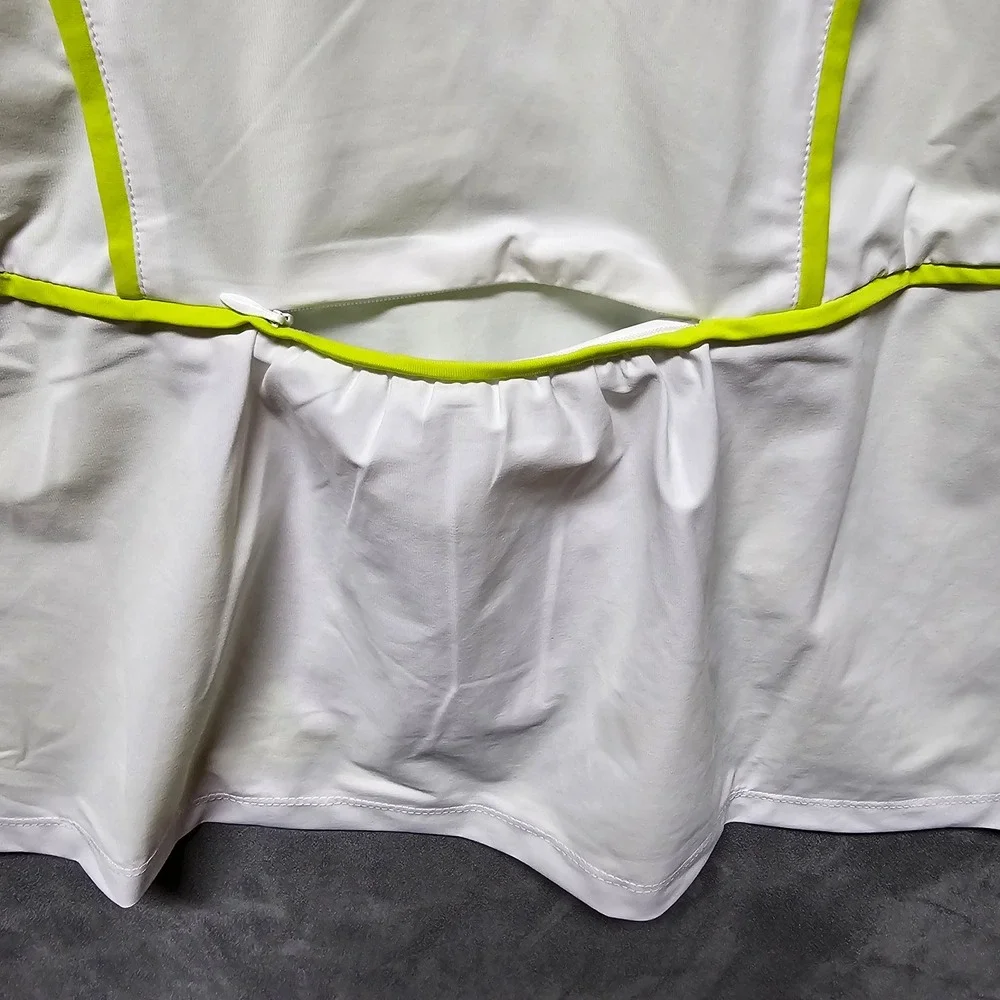 SwingDish Womens Golf‎ Jacket White Neon Yellow JOO1-01 Ruched Full Zip XL